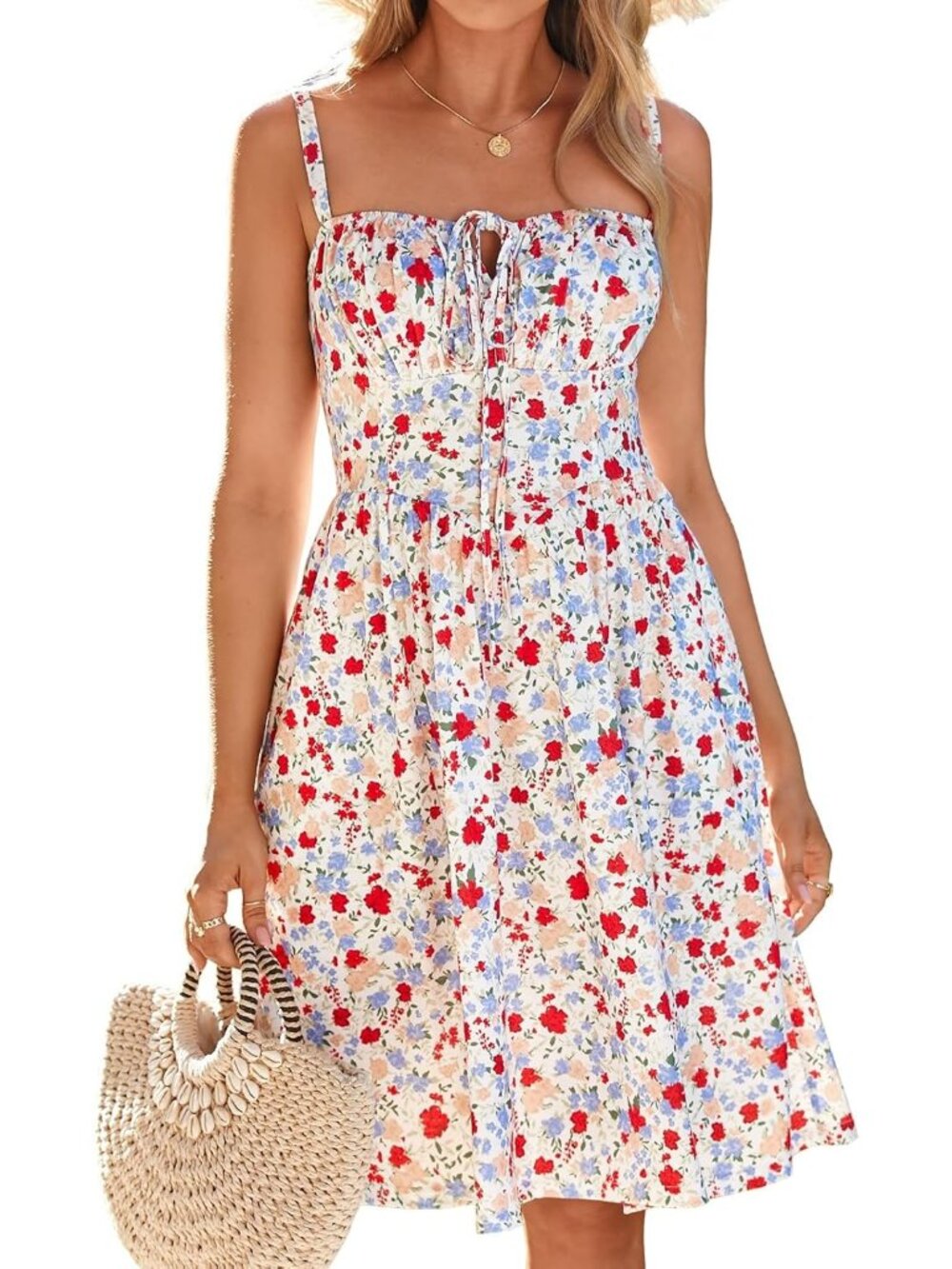 Women's Blue Red Summer Mini Corset Casual Dresses Spaghetti Straps Lace Up